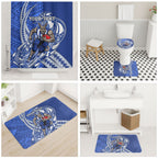 Personalized North Melbourne Kangaroos Bathroom Set Polynesian Tribal Kangaroo Mascot With Hibiscus Floral Art