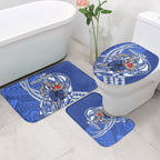 Personalized North Melbourne Kangaroos Bathroom Set Polynesian Tribal Kangaroo Mascot With Hibiscus Floral Art