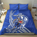 Personalized North Melbourne Kangaroos Bedding Set Polynesian Tribal Kangaroo Mascot With Hibiscus Floral Art