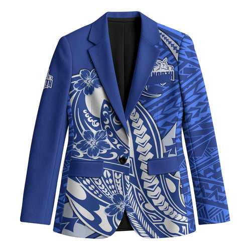 Personalized North Melbourne Kangaroos Blazer Polynesian Tribal Kangaroo Mascot With Hibiscus Floral Art