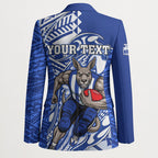 Personalized North Melbourne Kangaroos Blazer Polynesian Tribal Kangaroo Mascot With Hibiscus Floral Art