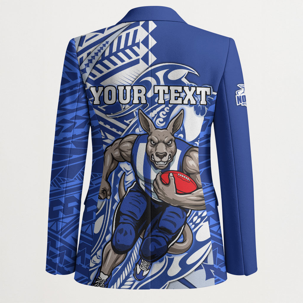 Personalized North Melbourne Kangaroos Blazer Polynesian Tribal Kangaroo Mascot With Hibiscus Floral Art