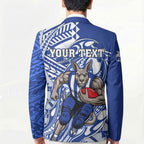 Personalized North Melbourne Kangaroos Blazer Polynesian Tribal Kangaroo Mascot With Hibiscus Floral Art