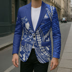 Personalized North Melbourne Kangaroos Blazer Polynesian Tribal Kangaroo Mascot With Hibiscus Floral Art