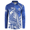 Personalized North Melbourne Kangaroos Button Sweatshirt Polynesian Tribal Kangaroo Mascot With Hibiscus Floral Art