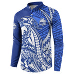 Personalized North Melbourne Kangaroos Button Sweatshirt Polynesian Tribal Kangaroo Mascot With Hibiscus Floral Art