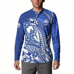 Personalized North Melbourne Kangaroos Button Sweatshirt Polynesian Tribal Kangaroo Mascot With Hibiscus Floral Art