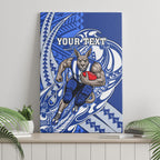 Personalized North Melbourne Kangaroos Canvas Wall Art Polynesian Tribal Kangaroo Mascot With Hibiscus Floral Art