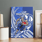 Personalized North Melbourne Kangaroos Canvas Wall Art Polynesian Tribal Kangaroo Mascot With Hibiscus Floral Art