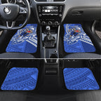Personalized North Melbourne Kangaroos Car Mats Polynesian Tribal Kangaroo Mascot With Hibiscus Floral Art