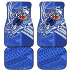 Personalized North Melbourne Kangaroos Car Mats Polynesian Tribal Kangaroo Mascot With Hibiscus Floral Art