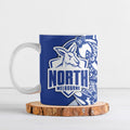 Personalized North Melbourne Kangaroos Ceramic Mug Polynesian Tribal Kangaroo Mascot With Hibiscus Floral Art