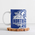 Personalized North Melbourne Kangaroos Ceramic Mug Polynesian Tribal Kangaroo Mascot With Hibiscus Floral Art