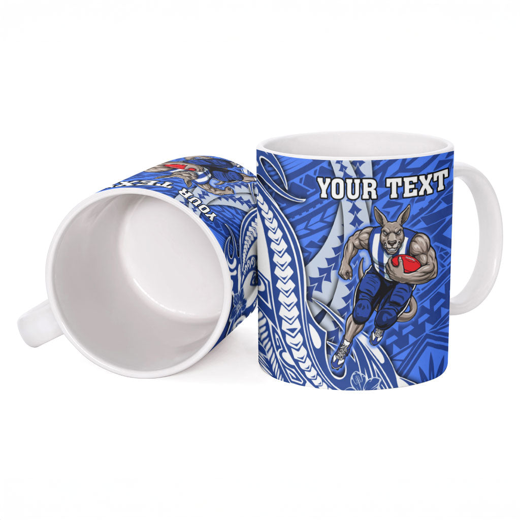 Personalized North Melbourne Kangaroos Ceramic Mug Polynesian Tribal Kangaroo Mascot With Hibiscus Floral Art