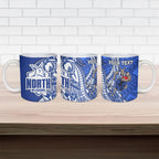 Personalized North Melbourne Kangaroos Ceramic Mug Polynesian Tribal Kangaroo Mascot With Hibiscus Floral Art