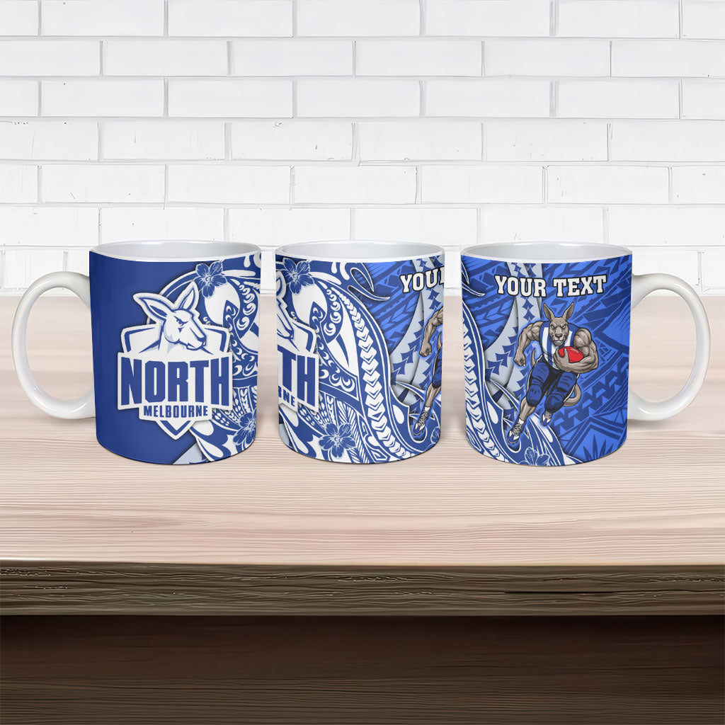 Personalized North Melbourne Kangaroos Ceramic Mug Polynesian Tribal Kangaroo Mascot With Hibiscus Floral Art