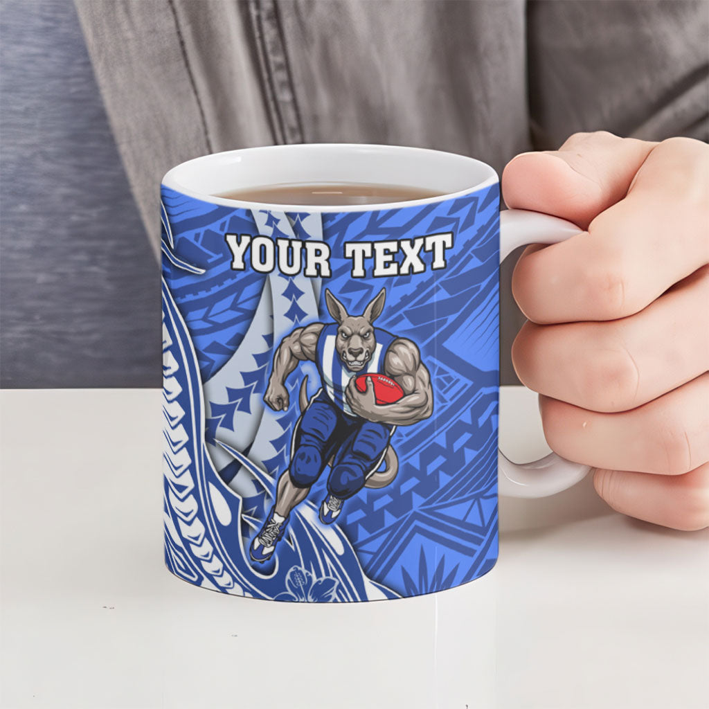 Personalized North Melbourne Kangaroos Ceramic Mug Polynesian Tribal Kangaroo Mascot With Hibiscus Floral Art