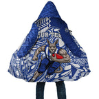 Personalized North Melbourne Kangaroos Cloak Polynesian Tribal Kangaroo Mascot With Hibiscus Floral Art
