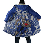 Personalized North Melbourne Kangaroos Cloak Polynesian Tribal Kangaroo Mascot With Hibiscus Floral Art