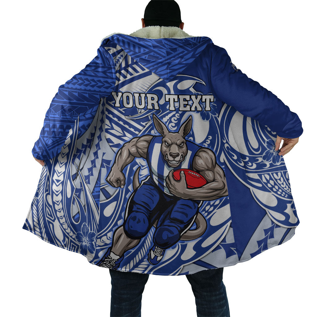 Personalized North Melbourne Kangaroos Cloak Polynesian Tribal Kangaroo Mascot With Hibiscus Floral Art