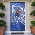 Personalized North Melbourne Kangaroos Door Cover Polynesian Tribal Kangaroo Mascot With Hibiscus Floral Art