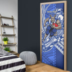 Personalized North Melbourne Kangaroos Door Cover Polynesian Tribal Kangaroo Mascot With Hibiscus Floral Art