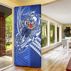 Personalized North Melbourne Kangaroos Door Cover Polynesian Tribal Kangaroo Mascot With Hibiscus Floral Art