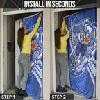 Personalized North Melbourne Kangaroos Door Cover Polynesian Tribal Kangaroo Mascot With Hibiscus Floral Art