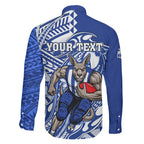 Personalized North Melbourne Kangaroos Family Matching Mermaid Dress and Hawaiian Shirt Polynesian Tribal Kangaroo Mascot With Hibiscus Floral Art