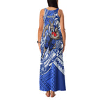 Personalized North Melbourne Kangaroos Family Matching Tank Maxi Dress and Hawaiian Shirt Polynesian Tribal Kangaroo Mascot With Hibiscus Floral Art