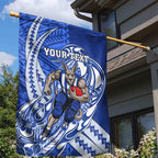 Personalized North Melbourne Kangaroos Garden Flag Polynesian Tribal Kangaroo Mascot With Hibiscus Floral Art
