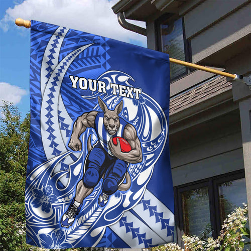 Personalized North Melbourne Kangaroos Garden Flag Polynesian Tribal Kangaroo Mascot With Hibiscus Floral Art