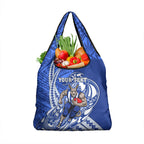 Personalized North Melbourne Kangaroos Grocery Bag Polynesian Tribal Kangaroo Mascot With Hibiscus Floral Art