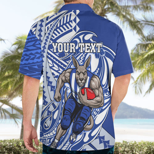Personalized North Melbourne Kangaroos Hawaiian Shirt Polynesian Tribal Kangaroo Mascot With Hibiscus Floral Art