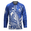 Personalized North Melbourne Kangaroos Hockey Jersey Polynesian Tribal Kangaroo Mascot With Hibiscus Floral Art