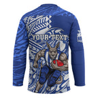 Personalized North Melbourne Kangaroos Hockey Jersey Polynesian Tribal Kangaroo Mascot With Hibiscus Floral Art