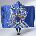 Personalized North Melbourne Kangaroos Hooded Blanket Polynesian Tribal Kangaroo Mascot With Hibiscus Floral Art