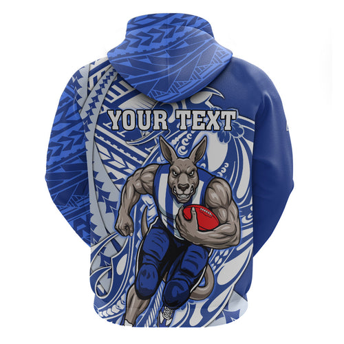 Personalized North Melbourne Kangaroos Hoodie Polynesian Tribal Kangaroo Mascot With Hibiscus Floral Art