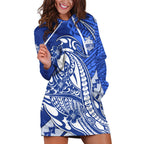 Personalized North Melbourne Kangaroos Hoodie Dress Polynesian Tribal Kangaroo Mascot With Hibiscus Floral Art