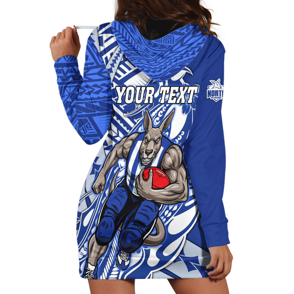 Personalized North Melbourne Kangaroos Hoodie Dress Polynesian Tribal Kangaroo Mascot With Hibiscus Floral Art