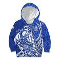 Personalized North Melbourne Kangaroos Kid Hoodie Polynesian Tribal Kangaroo Mascot With Hibiscus Floral Art