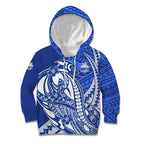Personalized North Melbourne Kangaroos Kid Hoodie Polynesian Tribal Kangaroo Mascot With Hibiscus Floral Art