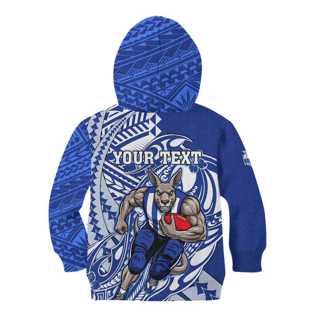 Personalized North Melbourne Kangaroos Kid Hoodie Polynesian Tribal Kangaroo Mascot With Hibiscus Floral Art
