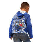 Personalized North Melbourne Kangaroos Kid Hoodie Polynesian Tribal Kangaroo Mascot With Hibiscus Floral Art