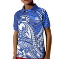 Personalized North Melbourne Kangaroos Kid Polo Shirt Polynesian Tribal Kangaroo Mascot With Hibiscus Floral Art