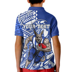 Personalized North Melbourne Kangaroos Kid Polo Shirt Polynesian Tribal Kangaroo Mascot With Hibiscus Floral Art