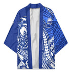 Personalized North Melbourne Kangaroos Kimono Polynesian Tribal Kangaroo Mascot With Hibiscus Floral Art