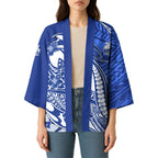 Personalized North Melbourne Kangaroos Kimono Polynesian Tribal Kangaroo Mascot With Hibiscus Floral Art
