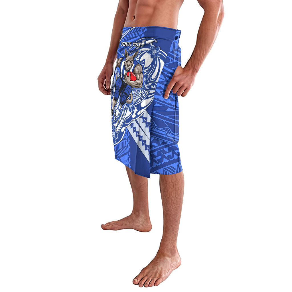 Personalized North Melbourne Kangaroos Lavalava Polynesian Tribal Kangaroo Mascot With Hibiscus Floral Art