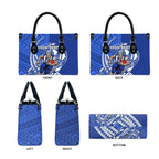Personalized North Melbourne Kangaroos Leather Bag Polynesian Tribal Kangaroo Mascot With Hibiscus Floral Art